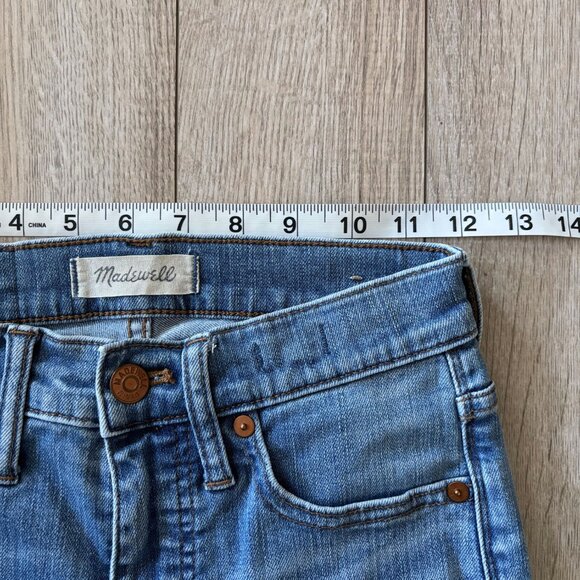 Madewell 9" High-Rise Skinny Jeans Blue Wash Distressed with Frayed Hems Size 24 - Picture 7 of 10